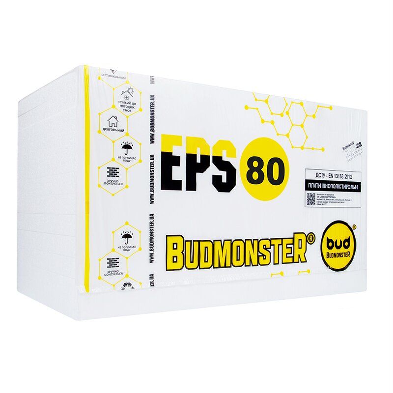 Пінопласт Budmonster EPS-80 1000х500х20 мм (15 кг/м3)