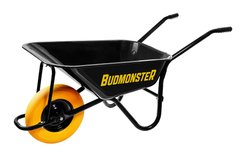Тачка BudMonster строительная 1-колесная 85 л, 200 кг, полиуретановое колесо 4х8 (01-007ПУ)