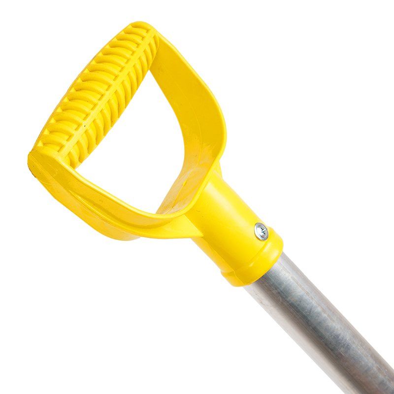 Лопата снегоуборочная пластиковая в сборе BudMonster Профи желтая 495х520 мм, с алюминиевым наконечником и ручкой