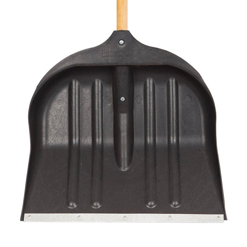 Лопата снігоприбиральна пластикова в зборі BudMonster Стандарт чорна 495х520 мм, з оцинкованим накінечником і ручкою