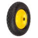 Колесо BudMonster пневмо усиленное, карбон 4х8", о/d=20мм, втулка 130 мм, черное, диск желтый, (01-014/1)
