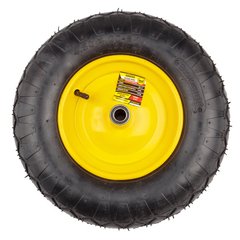 Колесо BudMonster пневмо посилене, карбон 4х8", о/d=20мм, втулка 90 мм, чорне, диск жовтий, (01-049/1)