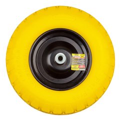 Колесо BudMonster полиуретановое 4.0х8", о/d=20мм, втулка 130 мм, желтое, диск черный, (01-058)
