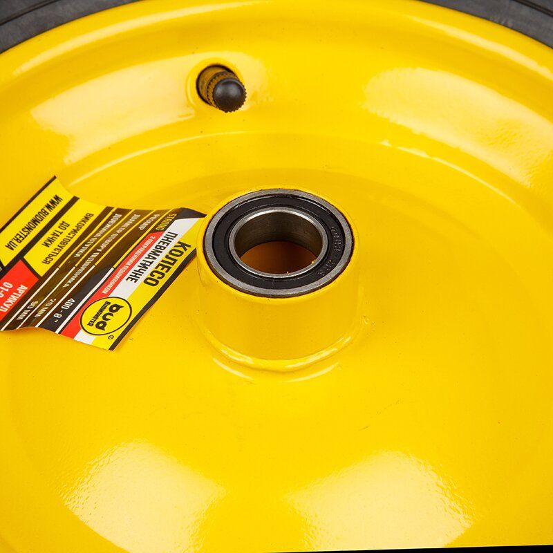Колесо BudMonster Strong пневмо 4.0х8", о/d=20мм, втулка 130 мм, черное, диск желтый, (01-014/2)
