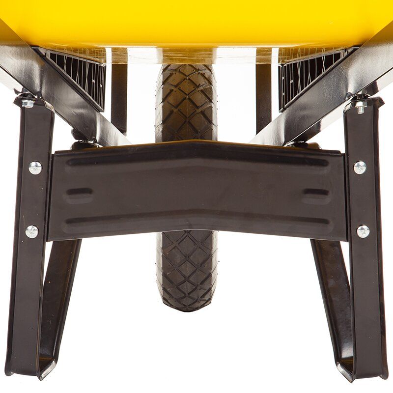 Тачка будівельна BudMonster Wheelbarrow Strong 1-колісна, 100 л, 250 кг, жовтий кузов, чорна рама, пневмоколесо 4х8 '', кузов 1.0 мм, (WB8602)