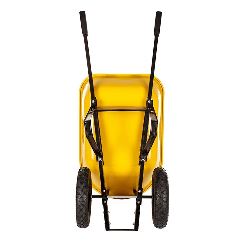 Тачка строительная BudMonster Wheelbarrow Strong 2-колесная, 130 л, 300 кг, желтый кузов, пневмоколесо 4х8'', кузов 1.0 мм, (WB7808)