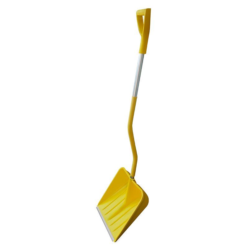 Лопата снігоприбиральна в зборі BudMonster Profi пластикова 400х400 мм, з алюмінієвим наконечником і ручкою, жовта
