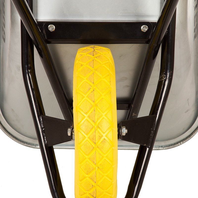 Тачка будівельна BudMonster 1-колісна, 90 л, 180 кг, поліуретанове колесо 4х8 (01-077/1)